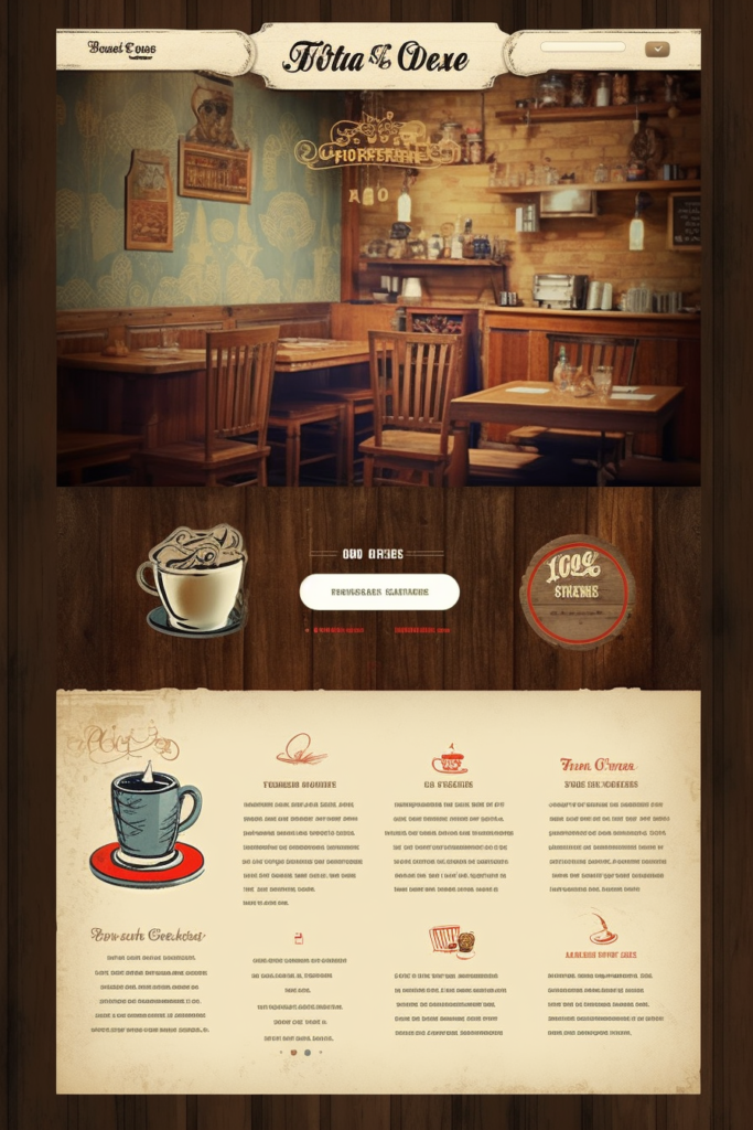 カフェに特化したレトロ風の参考Webデザイン06